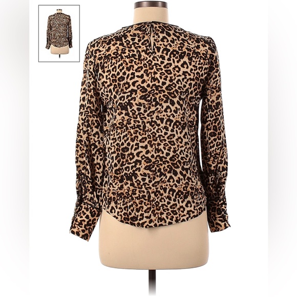 Zara Leopard Blouse with Faux Leather Trimming - Picture 2 of 5